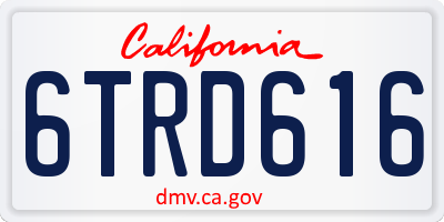 CA license plate 6TRD616