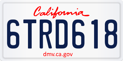 CA license plate 6TRD618