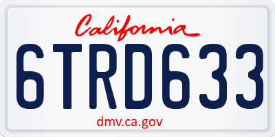CA license plate 6TRD633