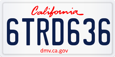 CA license plate 6TRD636