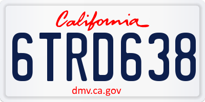CA license plate 6TRD638