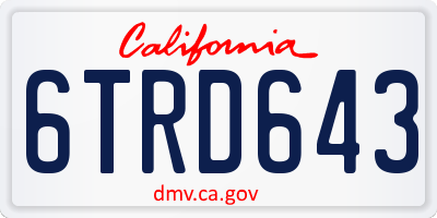 CA license plate 6TRD643