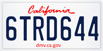 CA license plate 6TRD644