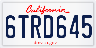 CA license plate 6TRD645