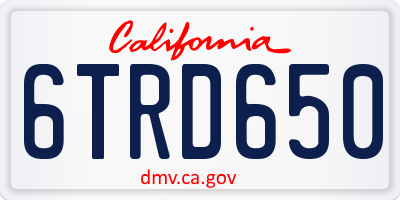 CA license plate 6TRD650