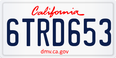 CA license plate 6TRD653