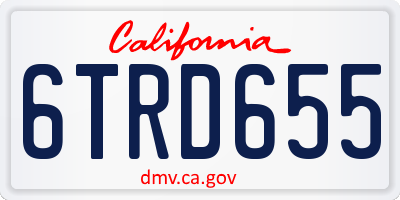 CA license plate 6TRD655