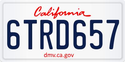 CA license plate 6TRD657