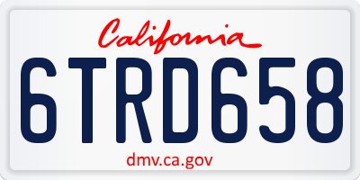 CA license plate 6TRD658