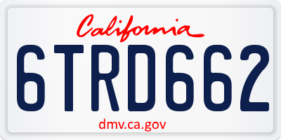 CA license plate 6TRD662