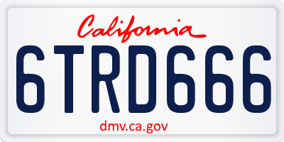 CA license plate 6TRD666