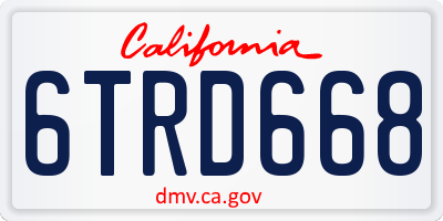 CA license plate 6TRD668