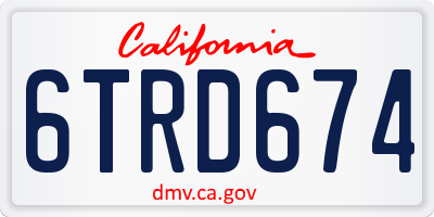 CA license plate 6TRD674