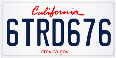 CA license plate 6TRD676