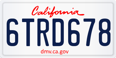 CA license plate 6TRD678