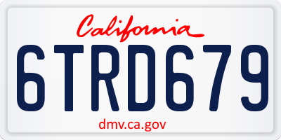CA license plate 6TRD679