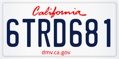 CA license plate 6TRD681