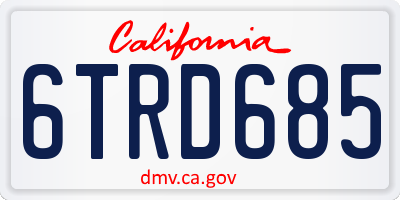 CA license plate 6TRD685