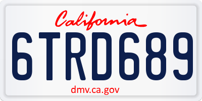CA license plate 6TRD689