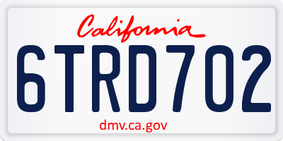 CA license plate 6TRD702