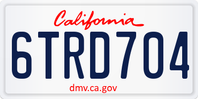 CA license plate 6TRD704