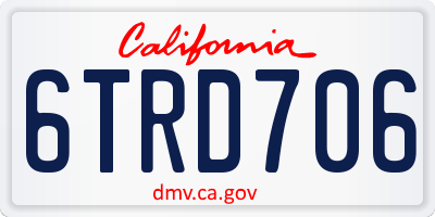 CA license plate 6TRD706