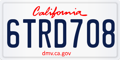 CA license plate 6TRD708