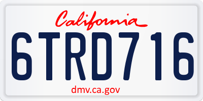 CA license plate 6TRD716