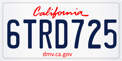 CA license plate 6TRD725