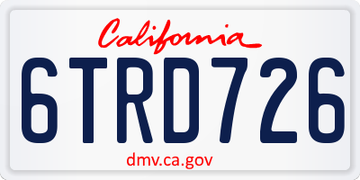 CA license plate 6TRD726