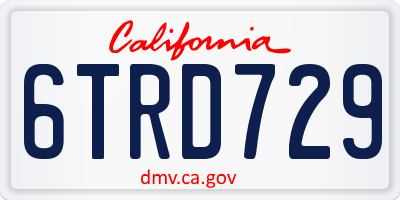 CA license plate 6TRD729