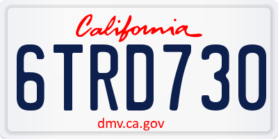 CA license plate 6TRD730