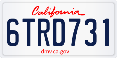 CA license plate 6TRD731