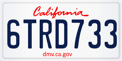 CA license plate 6TRD733