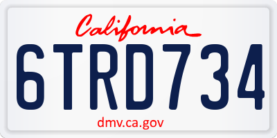 CA license plate 6TRD734