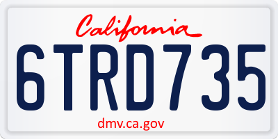 CA license plate 6TRD735