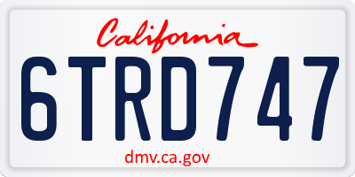 CA license plate 6TRD747