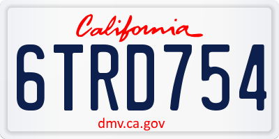 CA license plate 6TRD754