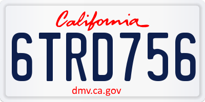 CA license plate 6TRD756