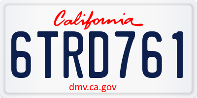 CA license plate 6TRD761
