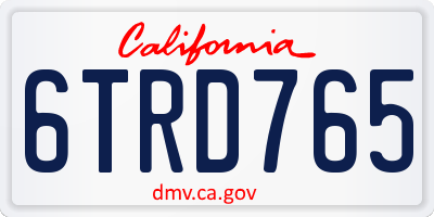 CA license plate 6TRD765