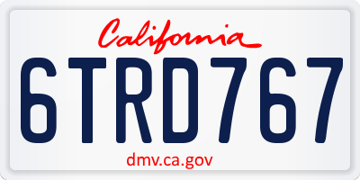 CA license plate 6TRD767
