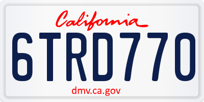 CA license plate 6TRD770
