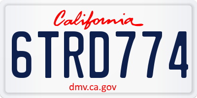 CA license plate 6TRD774