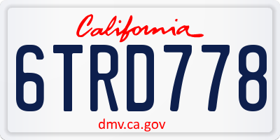 CA license plate 6TRD778
