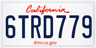 CA license plate 6TRD779