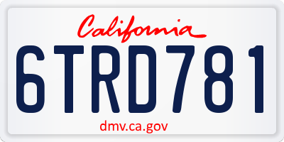 CA license plate 6TRD781