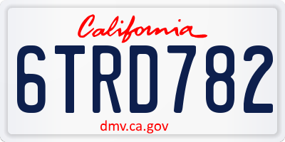 CA license plate 6TRD782