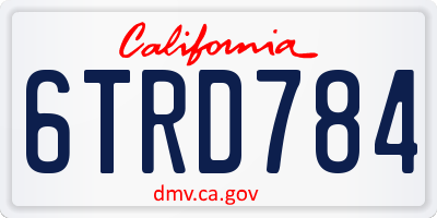 CA license plate 6TRD784