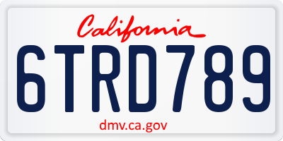 CA license plate 6TRD789